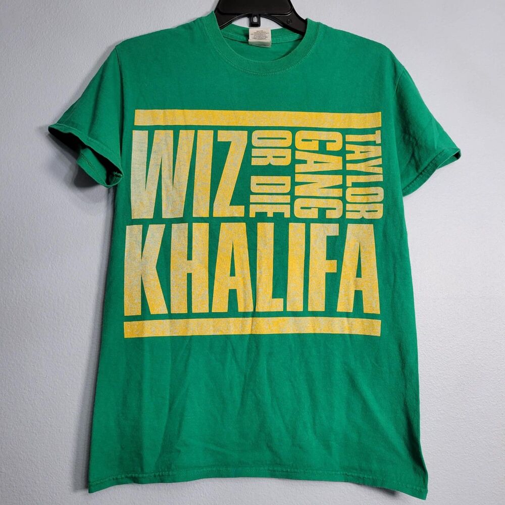 Vtg Wiz Khalifa T-Shirt SM Taylor Gang Or Die TGOD Hip Hop Green Band Promo 420
